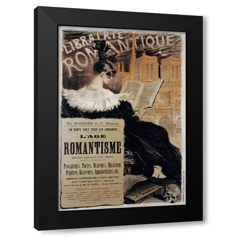 Librairie Romantique Black Modern Wood Framed Art Print by Grasset, Eugene