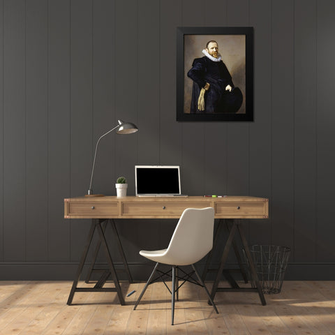 Portrait of a Gentleman Black Modern Wood Framed Art Print by Hals, Frans