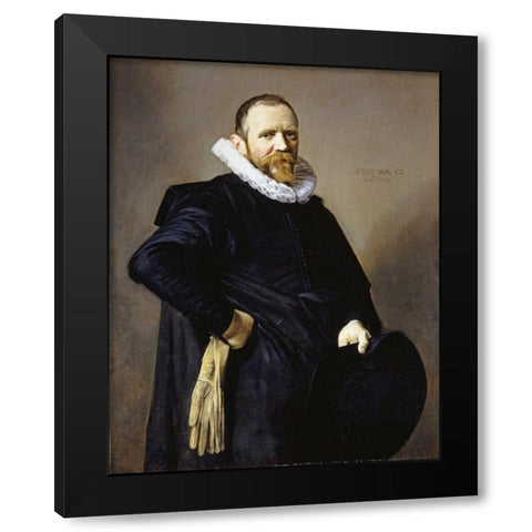 Portrait of a Gentleman Black Modern Wood Framed Art Print by Hals, Frans