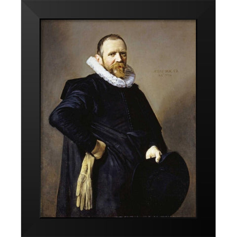 Portrait of a Gentleman Black Modern Wood Framed Art Print by Hals, Frans