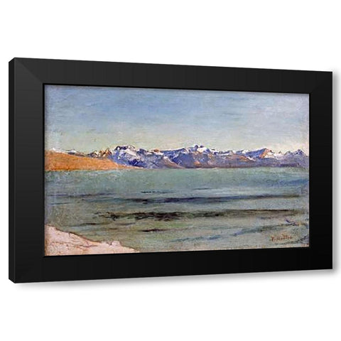 Sunrise Over Mont Blanc Black Modern Wood Framed Art Print with Double Matting by Hodler, Ferdinand