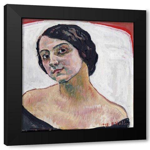Woman With Brown Hair Black Modern Wood Framed Art Print with Double Matting by Hodler, Ferdinand