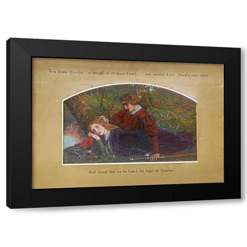 Enid and Geraint Black Modern Wood Framed Art Print by Hughes, Arthur