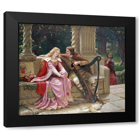 The End of The Song Black Modern Wood Framed Art Print by Leighton, Edmund Blair
