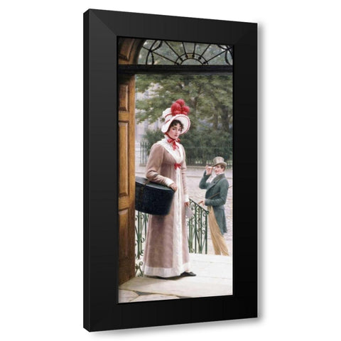 A Source of Admiration Black Modern Wood Framed Art Print with Double Matting by Leighton, Edmund Blair