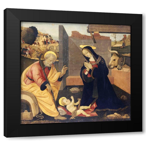 The Nativity Black Modern Wood Framed Art Print with Double Matting by Lippi, Filippo