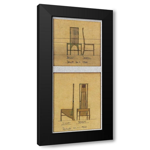 Design For Chairs, 1903 Black Modern Wood Framed Art Print with Double Matting by Mackintosh, Charles Rennie