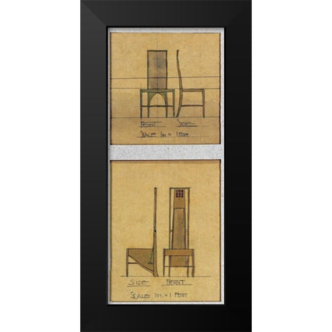 Design For Chairs, 1903 Black Modern Wood Framed Art Print by Mackintosh, Charles Rennie