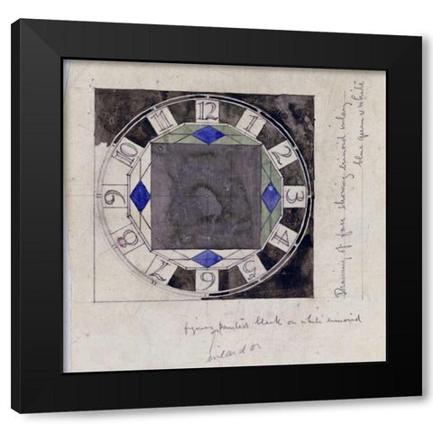 Design For Clock Face, 1917 Black Modern Wood Framed Art Print with Double Matting by Mackintosh, Charles Rennie