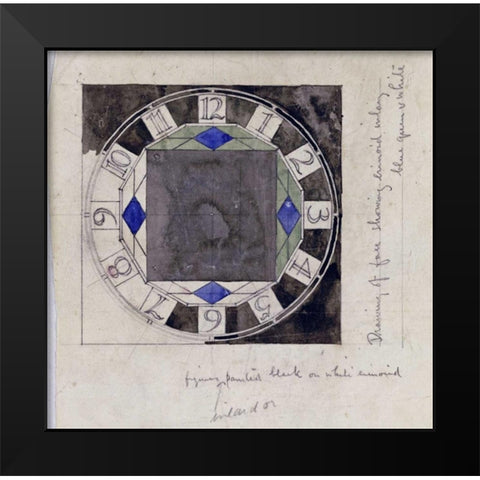 Design For Clock Face, 1917 Black Modern Wood Framed Art Print by Mackintosh, Charles Rennie