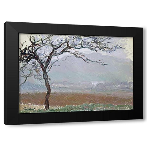 Giverny Countryside Black Modern Wood Framed Art Print with Double Matting by Monet, Claude