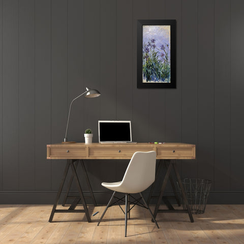 Iris mauves Black Modern Wood Framed Art Print by Monet, Claude