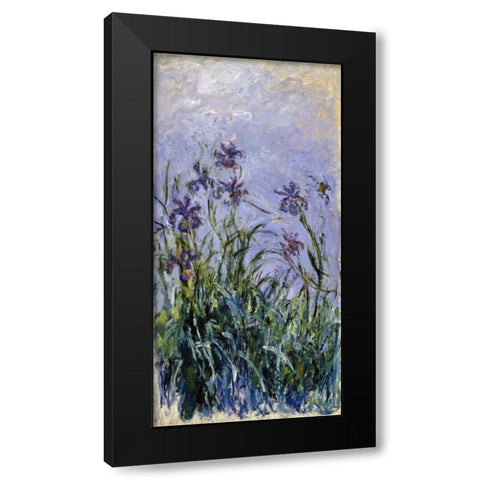 Iris mauves Black Modern Wood Framed Art Print with Double Matting by Monet, Claude