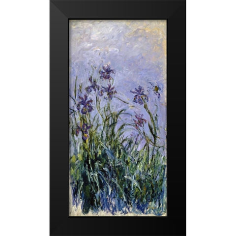 Iris mauves Black Modern Wood Framed Art Print by Monet, Claude