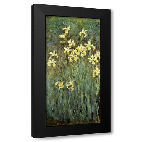 Iris jaunes Black Modern Wood Framed Art Print with Double Matting by Monet, Claude