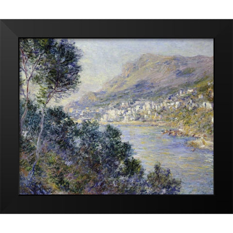 A View of Cape Martin, Monte Carlo Black Modern Wood Framed Art Print by Monet, Claude