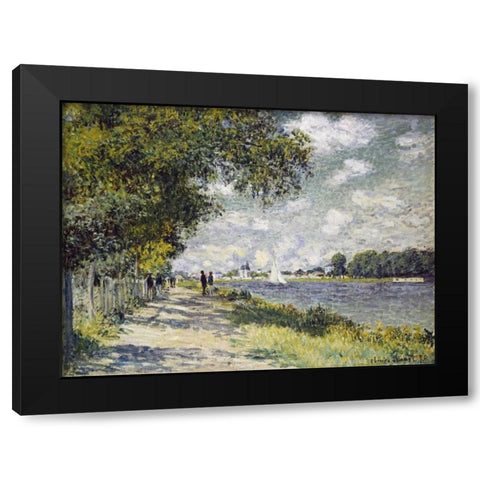 The Seine at Argenteuil Black Modern Wood Framed Art Print with Double Matting by Monet, Claude