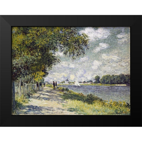 The Seine at Argenteuil Black Modern Wood Framed Art Print by Monet, Claude