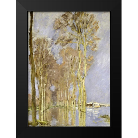 Inondation Black Modern Wood Framed Art Print by Monet, Claude