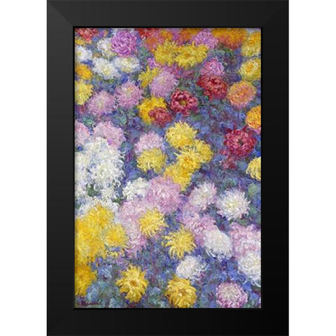 Museumysanthemums Black Modern Wood Framed Art Print by Monet, Claude