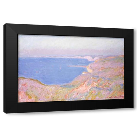 On the Cliffs Near Dieppe, Sunset Black Modern Wood Framed Art Print with Double Matting by Monet, Claude