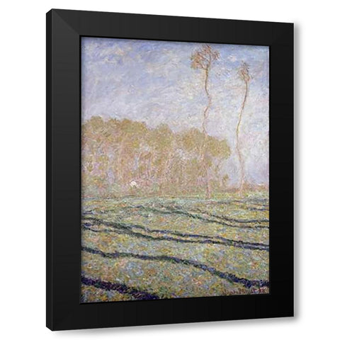 Spring Countryside at Giverny Black Modern Wood Framed Art Print with Double Matting by Monet, Claude