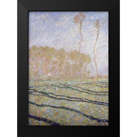 Spring Countryside at Giverny Black Modern Wood Framed Art Print by Monet, Claude