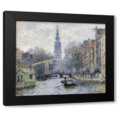 Canal, Amsterdam Black Modern Wood Framed Art Print by Monet, Claude