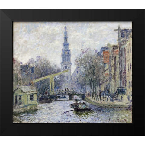 Canal, Amsterdam Black Modern Wood Framed Art Print by Monet, Claude