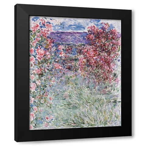 The House in the Roses Black Modern Wood Framed Art Print with Double Matting by Monet, Claude