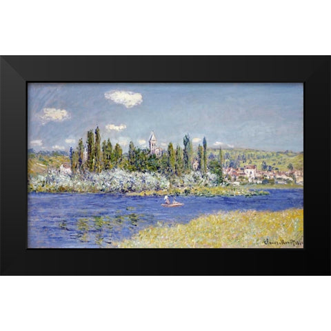 Vetheuil Black Modern Wood Framed Art Print by Monet, Claude