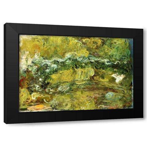 The Japanese Bridge Black Modern Wood Framed Art Print with Double Matting by Monet, Claude