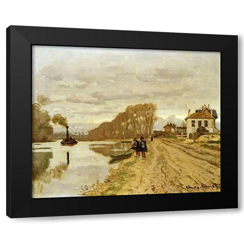 Infantrymen of the Flanant Guard on the Water Black Modern Wood Framed Art Print with Double Matting by Monet, Claude