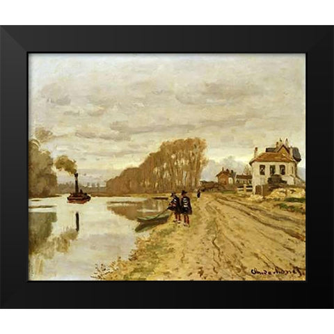 Infantrymen of the Flanant Guard on the Water Black Modern Wood Framed Art Print by Monet, Claude
