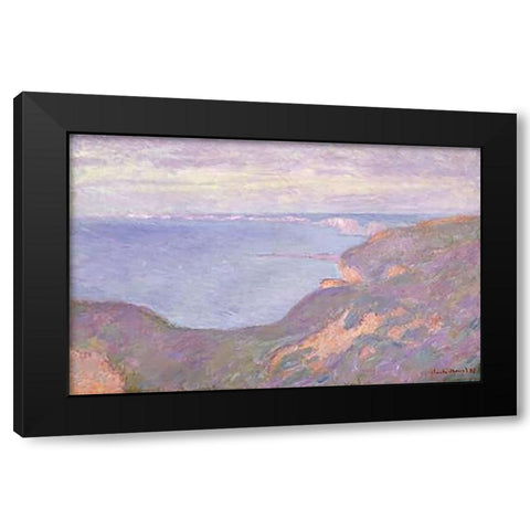 The Cliffs Near Dieppe Black Modern Wood Framed Art Print with Double Matting by Monet, Claude