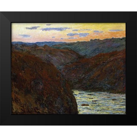 La Creuse, Sunset Black Modern Wood Framed Art Print by Monet, Claude