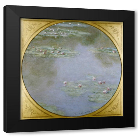 Waterlilies Black Modern Wood Framed Art Print by Monet, Claude