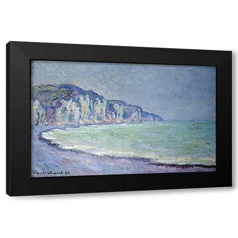 Cliffs at Pourville Black Modern Wood Framed Art Print with Double Matting by Monet, Claude