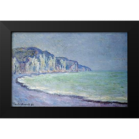 Cliffs at Pourville Black Modern Wood Framed Art Print by Monet, Claude