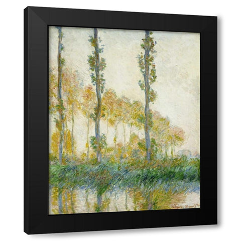 The Three Trees, Autumn Black Modern Wood Framed Art Print with Double Matting by Monet, Claude