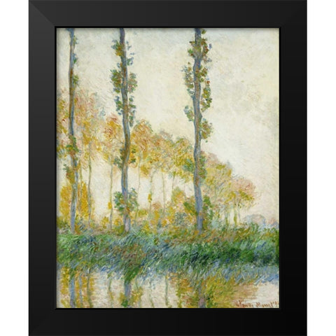 The Three Trees, Autumn Black Modern Wood Framed Art Print by Monet, Claude