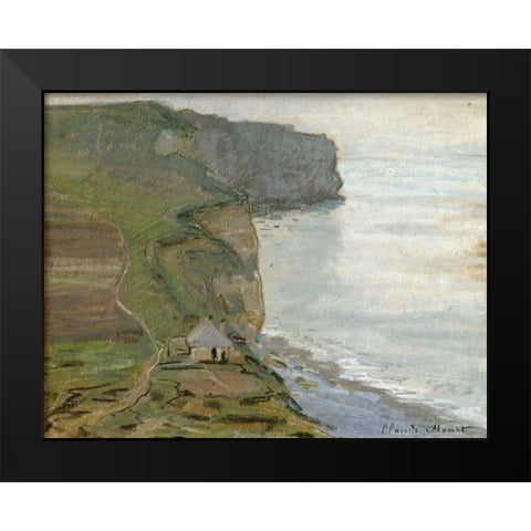 Cap dAntifer, Etretat Black Modern Wood Framed Art Print by Monet, Claude