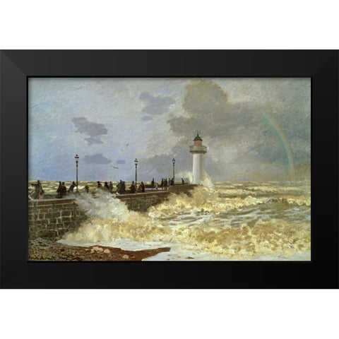The Quay at Le Havre Black Modern Wood Framed Art Print by Monet, Claude