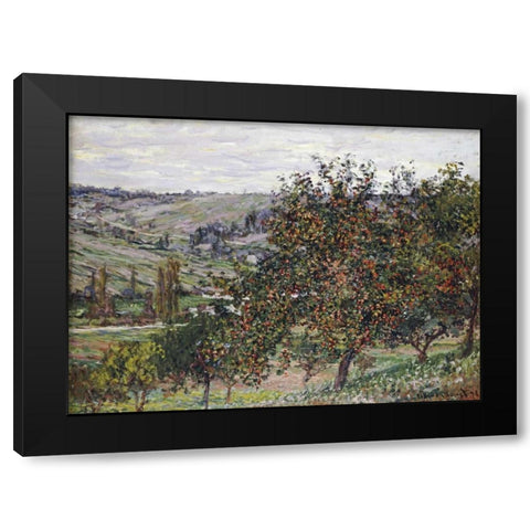 Apple Trees Near Vetheuil, 1878 Black Modern Wood Framed Art Print with Double Matting by Monet, Claude