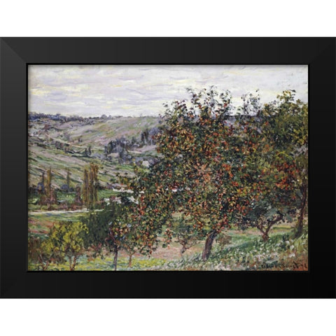 Apple Trees Near Vetheuil, 1878 Black Modern Wood Framed Art Print by Monet, Claude