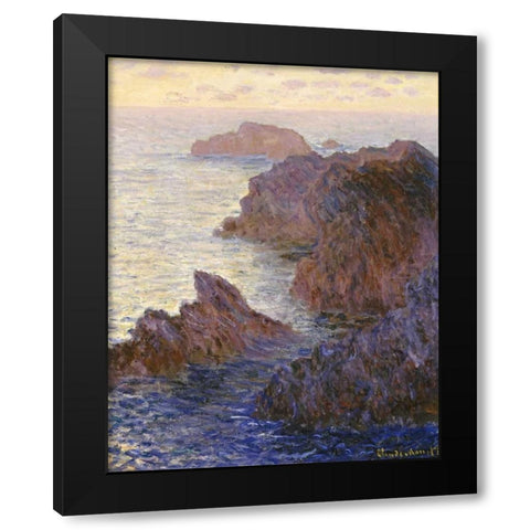 Rocky Point at Port-Goulphar, 1886 Black Modern Wood Framed Art Print with Double Matting by Monet, Claude