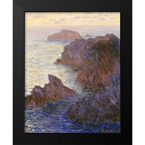 Rocky Point at Port-Goulphar, 1886 Black Modern Wood Framed Art Print by Monet, Claude