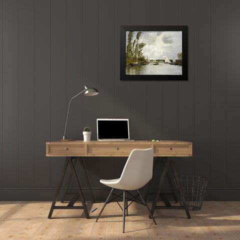 The Little Branch of the Seine Black Modern Wood Framed Art Print by Monet, Claude