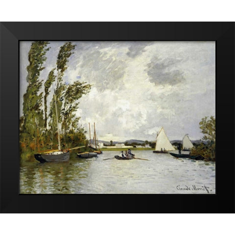 The Little Branch of the Seine Black Modern Wood Framed Art Print by Monet, Claude