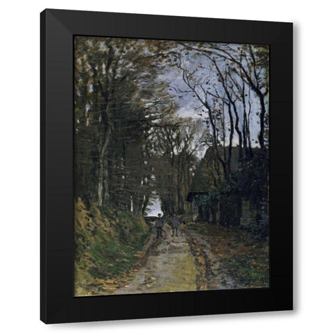 A Normandy Path Black Modern Wood Framed Art Print with Double Matting by Monet, Claude